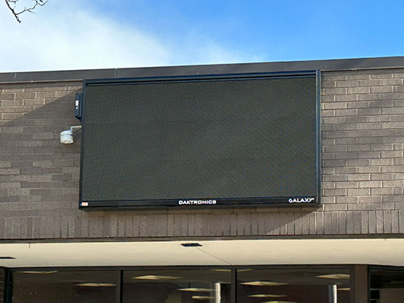 Completed message center on steel structure