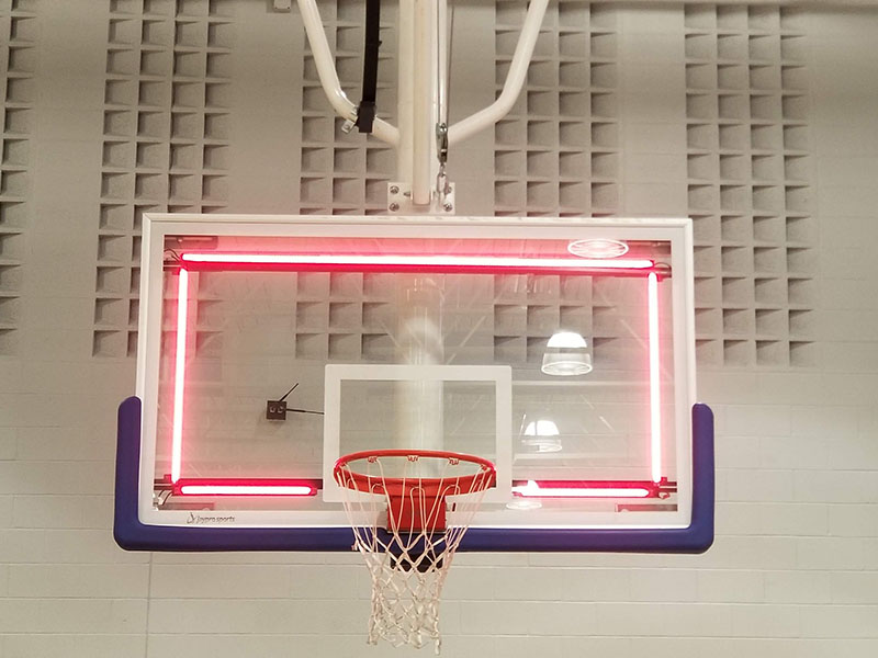 Close-up of game clock installation