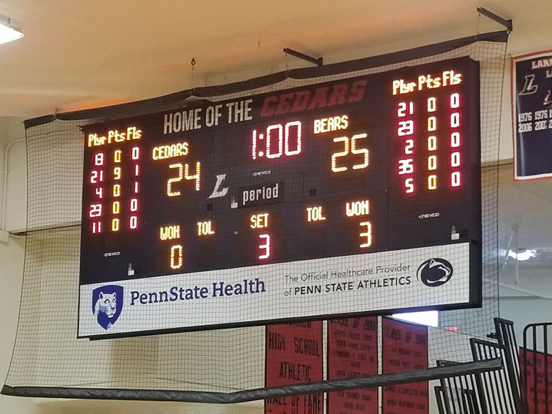 Scoreboard display during game