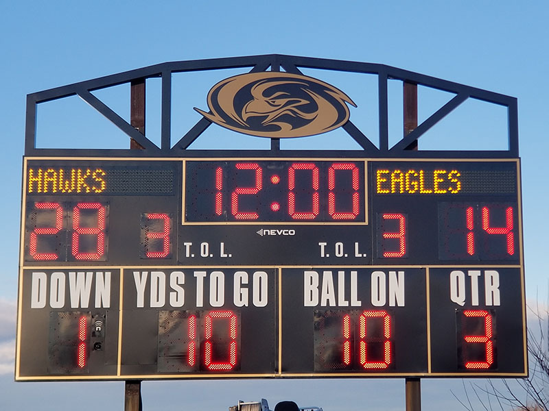 Lit scoreboard ready for event