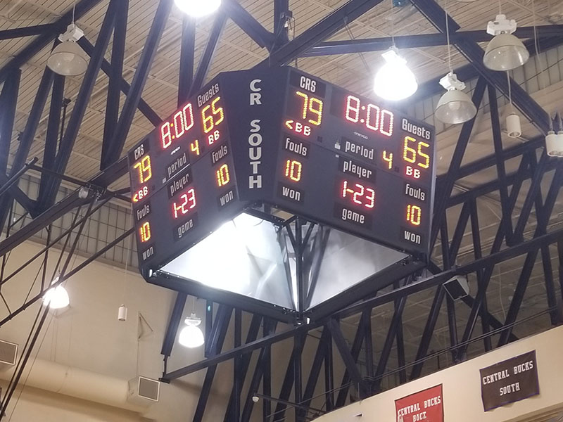 Newly installed football scoreboard at field