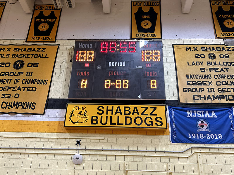 Scoreboard control cabinet open for repair