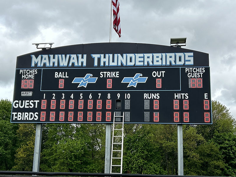 Service team working on scoreboard components