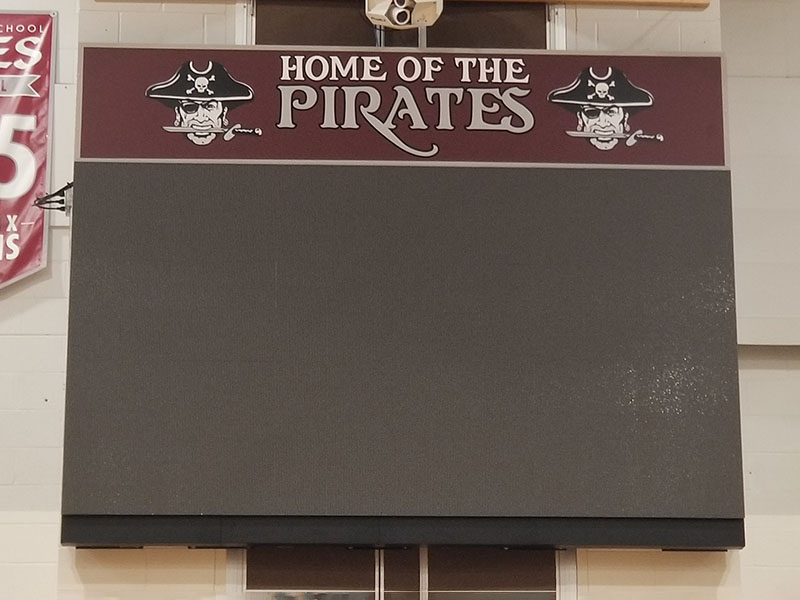 Mounted videoboard above stadium seating