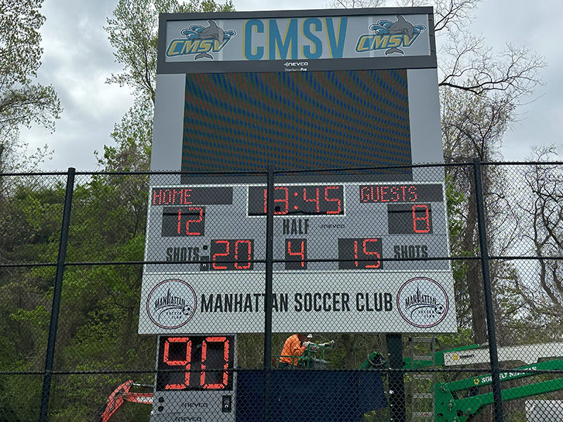 Completed videoboard lit during event